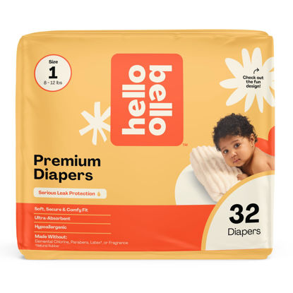 Picture of Hello Bello Diapers, Size 1 (8-12 lbs) Wild Cats - 32 Count of Premium Disposable Baby Diapers, Hypoallergenic with Soft, Cloth-Like Feel