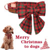 Picture of Unique style paws Christmas Dog Collar with Bow Tie Black Red Green Plaid Puppy Collar for Small Medium Large Dogs as Autumn Winter Pet Gifts-S