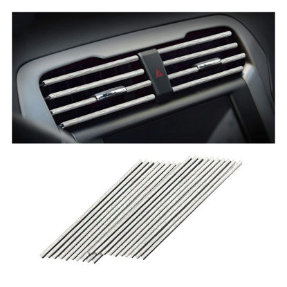 Picture of 8sanlione 20PCS Car Air Conditioner Decoration Strip, Auto Air Vent Outlet Chrome DIY Trim Strips, Waterproof Moulding Bendable Protection Strip Line, Car Decor Accessories for Most Cars (Ice Silver)