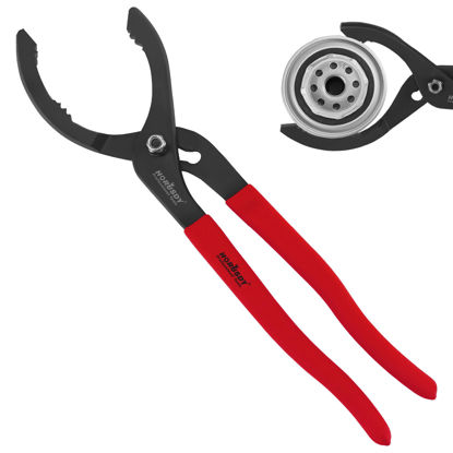 Picture of HORUSDY 12" Adjustable Oil Filter Pliers, Adjustable Oil Filter Wrench Removal Tool (Red)