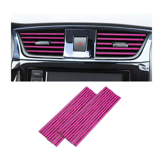 Picture of 20 Pieces Car Air Conditioner Decoration Strip for Vent Outlet, Universal Waterproof Bendable Air Vent Outlet Trim Decoration, Suitable for Most Air Vent Outlet, Car Accessories (Ice Rose Red)