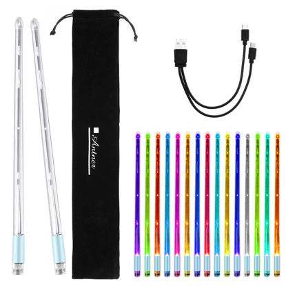 Picture of Antner Light Up Drum Sticks 15 Color Changing Drumsticks with Storage Bag for Adults Drummers, Glow in The Dark Cool Rechargeable LED Drumsticks, Durable Professional PC Polymer Material Drumsticks