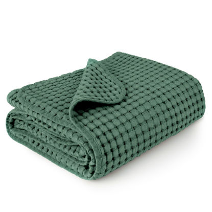 Picture of Konssy Waffle Baby Blankets, Nursery Blankets for Boys Girls, Swaddle Blankets Neutral Soft Lightweight Toddler and Kids Throw Blankets(Green)