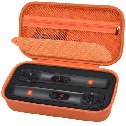 Picture of Wireless Microphone Case Compatible with JBL Wireless Two Microphone/for JBL Partybox, Handheld Dual Mic Travel Storage Bag for Receiver, Batteries and Other Accessories -Orange(Box Only)