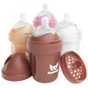 Picture of Herobility Double Anti-Colic Baby Bottles - 5 fl oz/140ml - 4-Pack - Multicolor - Sand, Woodchuck, Pink, White
