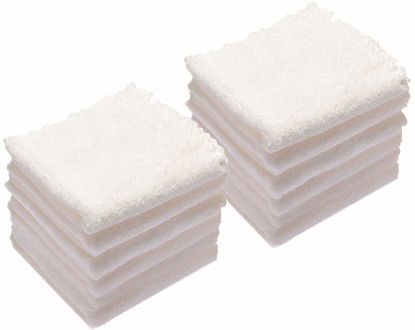 Picture of Kyapoo Baby Washcloths 12 Pack 12x12 Inches Microfiber Coral Fleece Extra Absorbent and Soft for Newborns, Infants and Toddlers-White