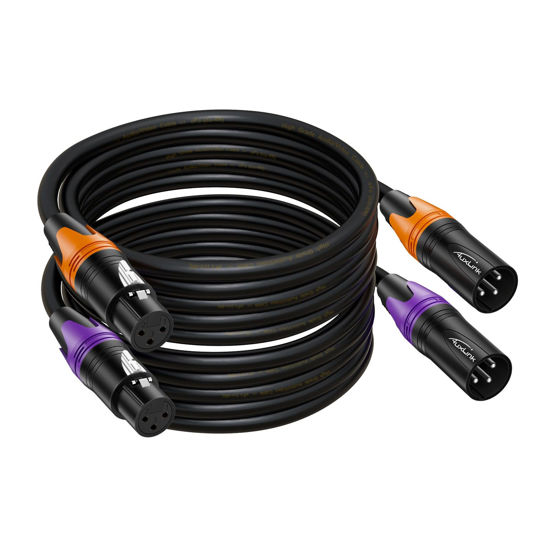 Picture of AuxLink XLR Cables, Banlaced XLR Cable Male to Female 50ft 2Pack Mic Cable Gold-Plated 3-Pins, XLR Speaker Cables Compatible with Microphones, Stage Lighting, Speaker Systems and More