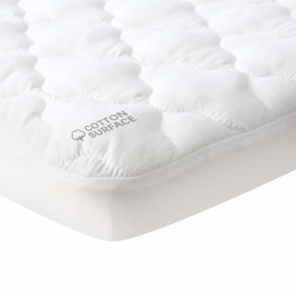 Picture of Waterproof Pack and Play Mattress Pad Sheets Fitted, Cotton Fabric Pack and Play Protector, Fits Graco Play Yard, Baby Mini Crib Sheet Cover