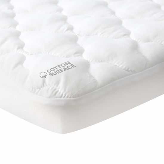Picture of Waterproof Pack and Play Mattress Pad Sheets Fitted, Cotton Fabric Pack and Play Protector, Fits Graco Play Yard, Baby Mini Crib Sheet Cover