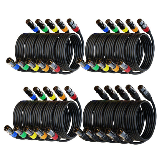 Picture of AuxLink XLR Cables 3ft 20Pack, XLR Microphone Cable Mic Cable Male to Female Gold-Plated 3-Pins