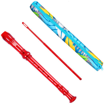 Picture of Descant Soprano Recorder Music Recorder Instrument For Kids Flute Kids Recorder With Cleaning Rod + Case Bag (Crystal red)