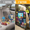 Picture of ULEEKA Car Backseat Organizer with 11" Table Holder, 10 Storage Pockets Seat Back Protectors Kick Mats for Kids Toddlers, Travel Accessories, 2 Pack, Blue