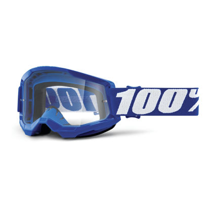 Picture of 100% Strata 2 Motocross & Mountain Bike Goggles - MX and MTB Racing Protective Eyewear (Blue - Clear Lens)
