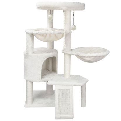 Picture of Wang Xin Three Layer Cat Tree with Cat Condo Scratch Pad and Two Hammocks,Beige