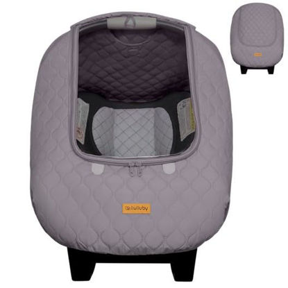 Picture of liuliuby Baby Car Seat Weather Shield | Warm Quilted Winter Cover with Clear Window for Infant Carseat | Keeps Babies & Newborn Protected in Cold | Car Seat Cover for Boys & Girls (Gray)