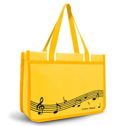 Picture of BestSounds Piano Bag, Zipper Waterproof Music Book Tote Bag Piano Accessories for Students Kids, Women, Gifts for Musicians (Yellow Music)