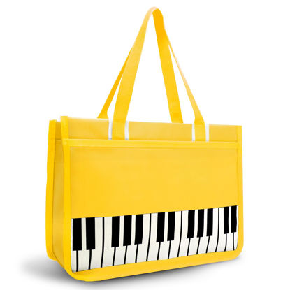 Picture of BestSounds Piano Bag, Zipper Waterproof Oxford Cloth Music Piano Accessories Book Bag Tote for Students Kids, Girls, Women, Gifts for Music Lovers Musicians (Yellow)