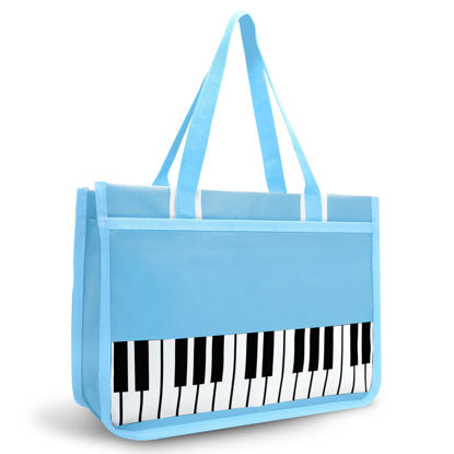 Picture of BestSounds Piano Bag, Zipper Waterproof Oxford Cloth Music Piano Accessories Book Bag Tote for Students Kids, Girls, Women, Gifts for Music Lovers Musicians (Blue)