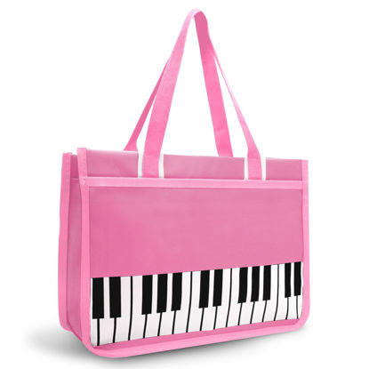 Picture of BestSounds Piano Bag, Zipper Waterproof Oxford Cloth Music Piano Accessories Book Bag Tote for Students Kids, Girls, Women, Gifts for Music Lovers Musicians (Pink)