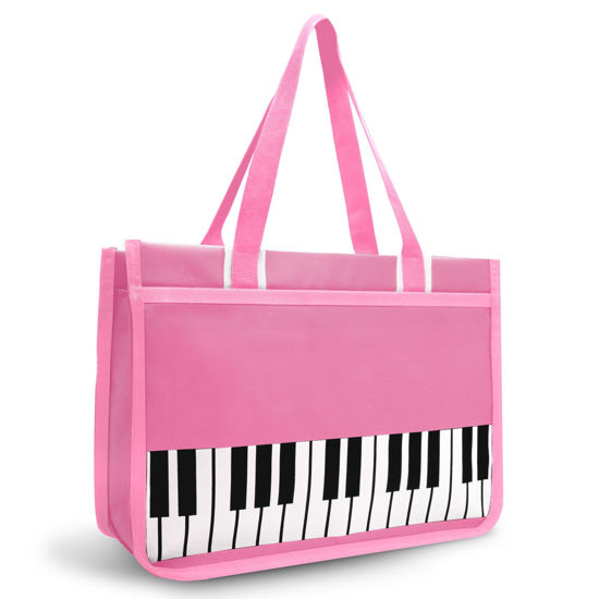 Picture of BestSounds Piano Bag, Zipper Waterproof Oxford Cloth Music Piano Accessories Book Bag Tote for Students Kids, Girls, Women, Gifts for Music Lovers Musicians (Pink)
