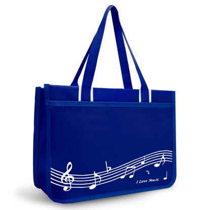 Picture of BestSounds Piano Bag, Zipper Waterproof Music Book Tote Bag Piano Accessories for Students Kids, Women, Gifts for Musicians (Dark Blue Music)