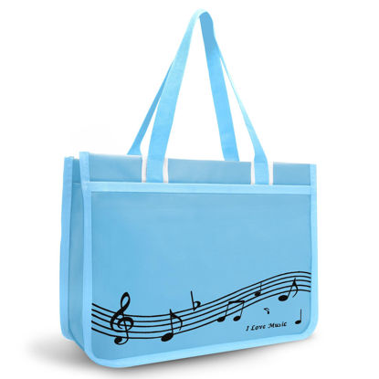Picture of BestSounds Piano Bag, Zipper Waterproof Music Book Tote Bag Piano Accessories for Students Kids, Women, Gifts for Musicians (Blue Music)