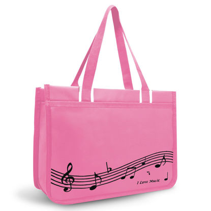 Picture of BestSounds Piano Bag, Zipper Waterproof Music Book Tote Bag Piano Accessories for Students Kids, Women, Gifts for Musicians (Pink Music)