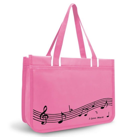 Picture of BestSounds Piano Bag, Zipper Waterproof Music Book Tote Bag Piano Accessories for Students Kids, Women, Gifts for Musicians (Pink Music)