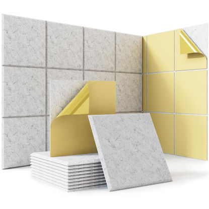 Picture of 18 Pack Grey Acoustic Panels 12"X12"X 0.4"Soundproof Wall Panels Wall Decoration Sound Absorbing Panel High-Density Sound Deadening Panels,Acoustic Treatment Panel For Home Studio