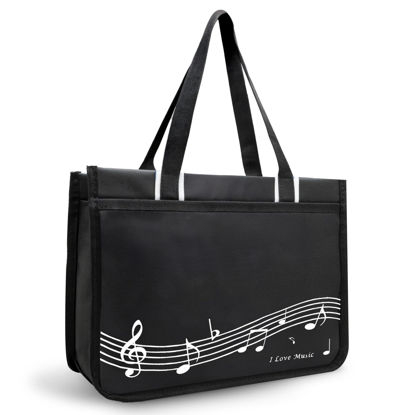 Picture of BestSounds Piano Bag, Zipper Waterproof Music Book Tote Bag Piano Accessories for Students Kids, Women, Gifts for Musicians (Black Music)