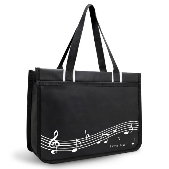 Picture of BestSounds Piano Bag, Zipper Waterproof Music Book Tote Bag Piano Accessories for Students Kids, Women, Gifts for Musicians (Black Music)