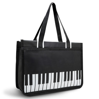 Picture of BestSounds Piano Bag, Zipper Waterproof Oxford Cloth Music Piano Accessories Book Bag Tote for Students Kids, Girls, Women, Gifts for Music Lovers Musicians (Black)