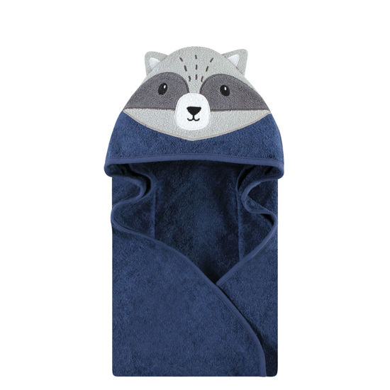 Picture of Hudson Baby Unisex Baby Cotton Animal Face Hooded Towel, Raccoon, One Size