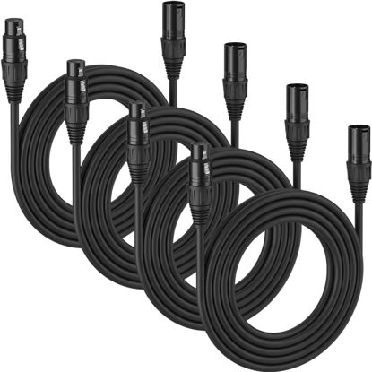 Picture of MFL. 10 ft Flexible DMX Cable 3 Pin Signal XLR Male to Female Cable Wire for Stage Lighting DJ Lights, 110 Ohms Impedance, Black, 4 Pack