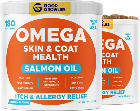 Picture of Omega 3 Alaskan Fish Oil Treats for Dogs (360 Ct) - Dry & Itchy Skin Relief + Allergy Support - Shiny Coats - EPA&DHA Fatty Acids - Natural Salmon Oil Chews - Hip & Joint Support - Salmon Flavor