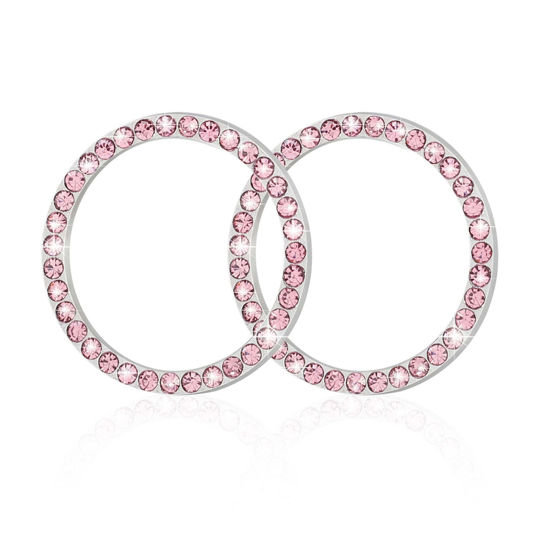 Picture of WINKA Car Engines Start Stop Accessories for Car Interior Decoration Pink 2pcs Rhinestone Diamond Sticker