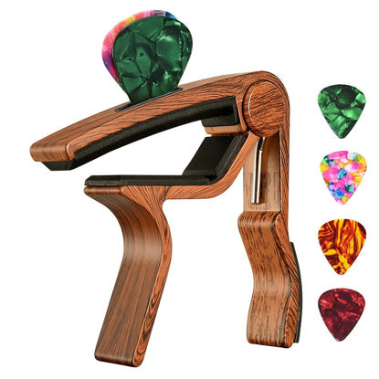 Picture of Guitar Capo, with Pick Holder Capo and Pick for Acoustic Electric Guitar,Ukulele