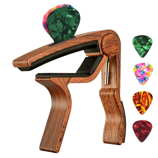 Picture of Guitar Capo, with Pick Holder Capo and Pick for Acoustic Electric Guitar,Ukulele