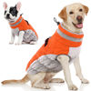 Picture of AOFITEE Dog Coat, Warm Dog Jacket Dog Winter Coats, Reflective Turtleneck Dog Fleece Vest with Harness Built in, Waterproof Windproof Dog Snow Jacket Snowsuit for Small Medium Large Dogs, Orange XL