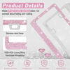 Picture of Amiss Bling License Plate Frame for Women, 1Pack Rhinestone Handcrafted Crystal Premium Stainless Steel, Stainless Steel Car Accessories with Diamond Sparkle Glitter Caps (Pink)