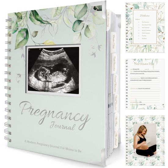 Picture of Pregnancy Journal Memory Book - 90 Pages Hardcover Pregnancy Book, Pregnancy Planner, Pregnancy Journals for First Time Moms, Baby Memory Book, Mom Book Diary, Ultrasound Baby Book Memory(Sage)