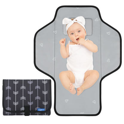Picture of Baby Portable Changing Pad Travel - Waterproof Compact Diaper Changing Mat with Built-in Pillow - Lightweight & Foldable Changing Station, Newborn Shower Gifts