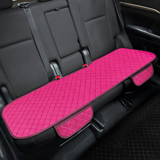 Picture of surpassme Comfortable Car Seat Covers Universal Back/Brench Seat Coves for Car Accessories with Storage Pockets, Padded Car Interior Covers for Automotive, SUV, Truck, and Van(Pink)