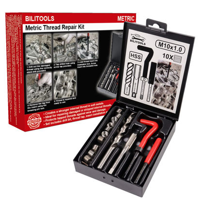Picture of BILITOOLS M10x1.0 Thread Repair Kit, HSS Drill Helicoil Repair Kit Metric
