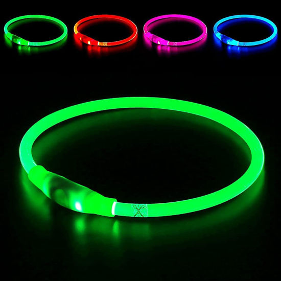 Picture of Led Dog Collar, BSEEN USB Rechargeable Flash Dog Necklace Light, Pet Safety Collar Makes Your Beloved Dogs Be Seen at Night for Small Medium Large Dogs