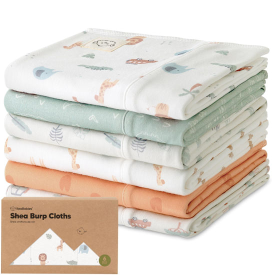 Picture of Organic Burp Cloths Baby Girl, Boy - 6-Pack Large Baby Burp Cloths, Super Absorbent Burping Cloths for Babies, Soft & Plush Cotton Burp Cloth, Spit Up Burp Rags, Newborn Burp Clothes (Wilderness)
