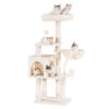 Picture of Heybly Cat Tree with Toy, Cat Tower condo for Indoor Cats, Cat House with Padded Plush Perch, Cozy Hammock and Sisal Scratching Posts, Beige HCT004SM