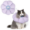 Picture of Cat Cone Collar,Cute Waterproof Cat Recovery Collar,Anti-Bite Lick Wound Healing Safety Elizabethan e Collar for Cats,Purple Flower All-Season Style…