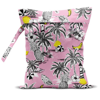 Picture of zcyxuuw Wet Bag, Wet Dry Bag, Wet Bag for Swimsuit, Travel, Beach, Pool, Diapers, Dirty Yoga Gym Clothes, Makeup Bag, Waterproof Tropical Palm Leaves Decor Jungle Palm Leaf Favors