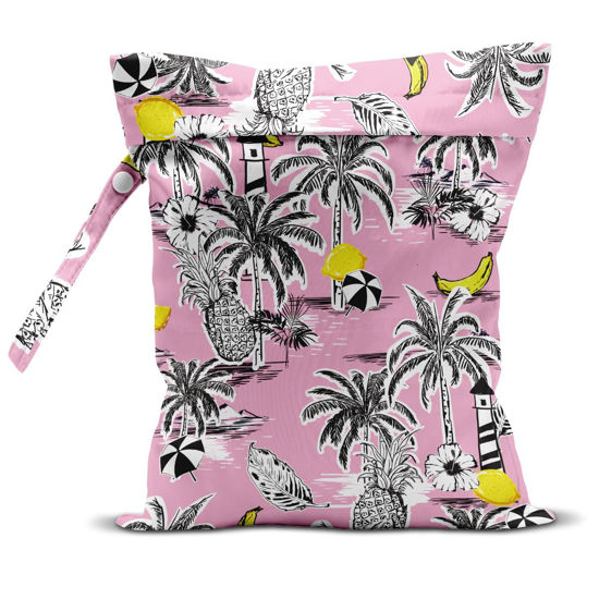 Picture of zcyxuuw Wet Bag, Wet Dry Bag, Wet Bag for Swimsuit, Travel, Beach, Pool, Diapers, Dirty Yoga Gym Clothes, Makeup Bag, Waterproof Tropical Palm Leaves Decor Jungle Palm Leaf Favors